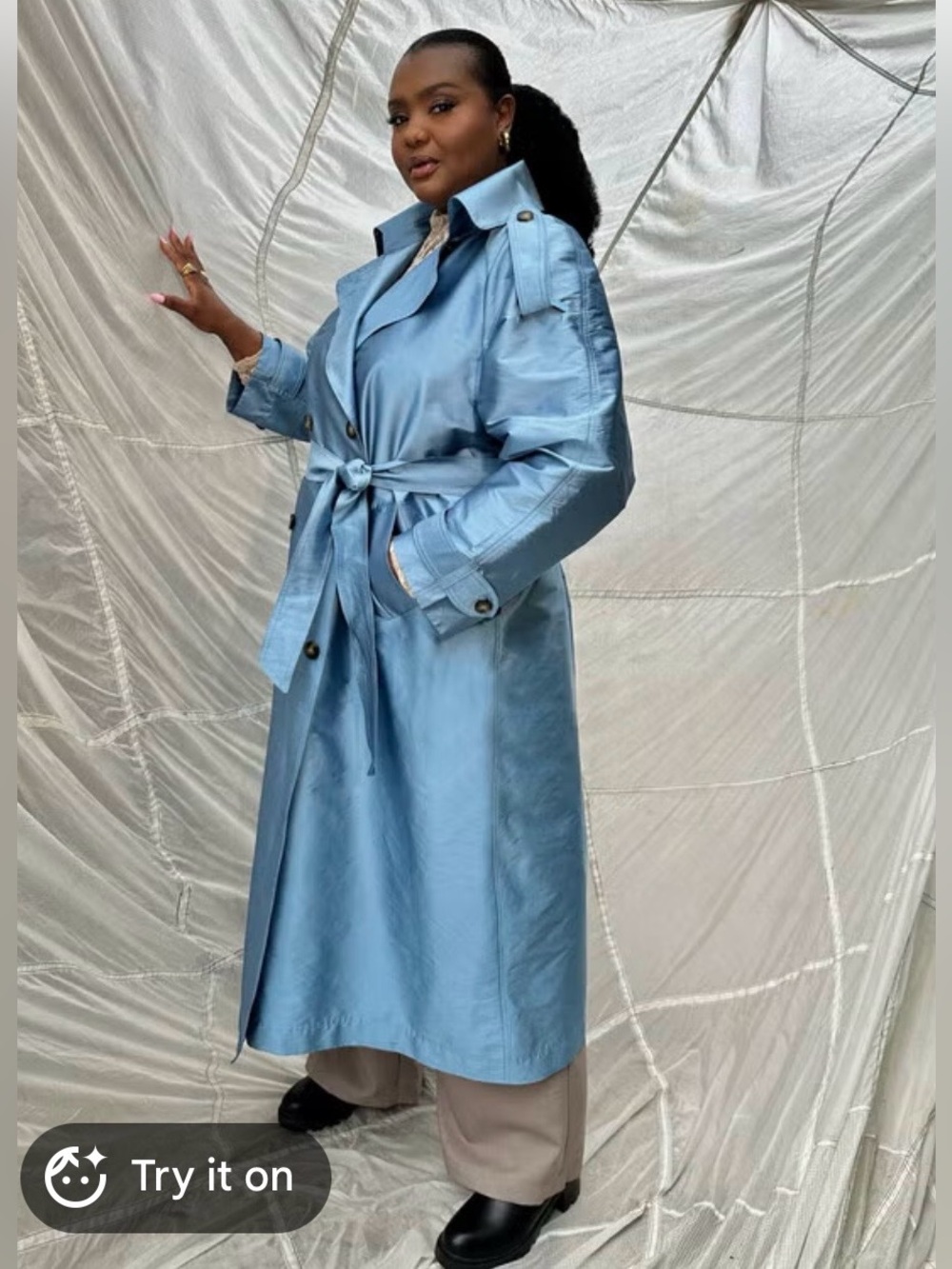 BAACAL Delia Long Oversized Trench in Blue